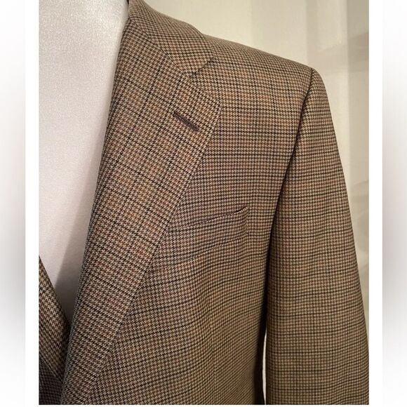 Ralph Lauren Pure New Wool Mens Sport Jacket Canada Brown Tartan Place Size 39R - Picture 3 of 12